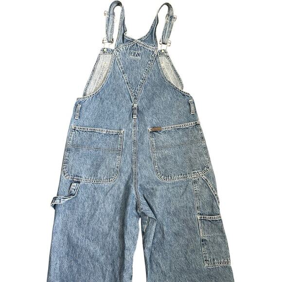 Vintage Y2K Calvin Klein Cropped Denim Carpenter Overalls Women's size Medium - Picture 11 of 15